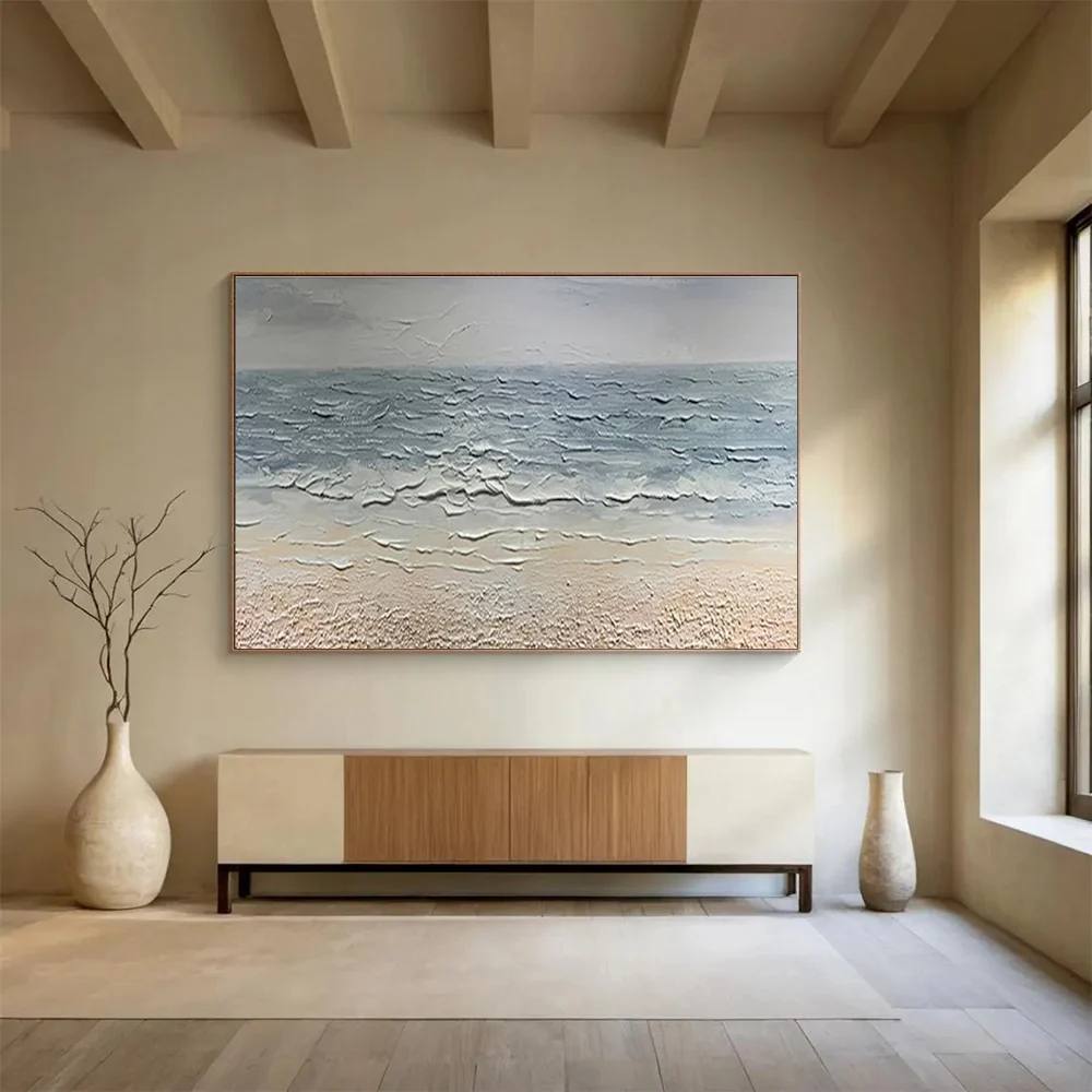 Sea Original Painting Shore Minimal Canvas Artwork Y60C2
